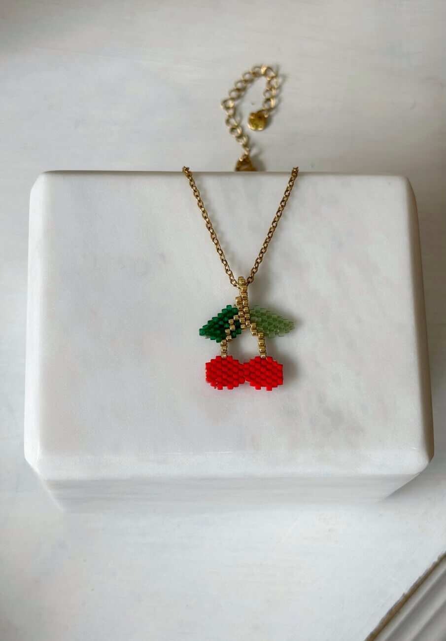 Χειροποίητο Κολιέ Miyuki Cherry